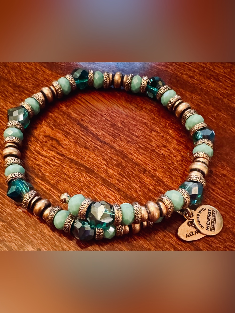Alex and Ani Bracelet Wrap Bracelet in Turquoise and Gold - Picture 3 of 8